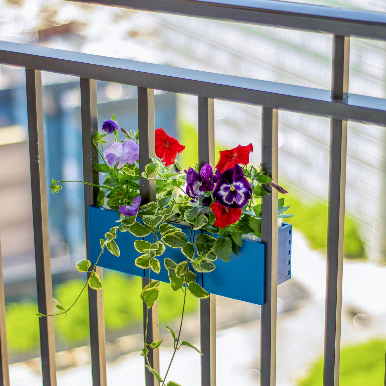 balcony railing plant pots Balcony Herb Garden Starter – 3 Railing Planters