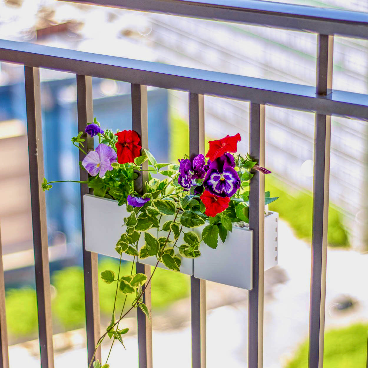 railing pots for plants Balcony Herb Garden Starter – 3 Railing Planters